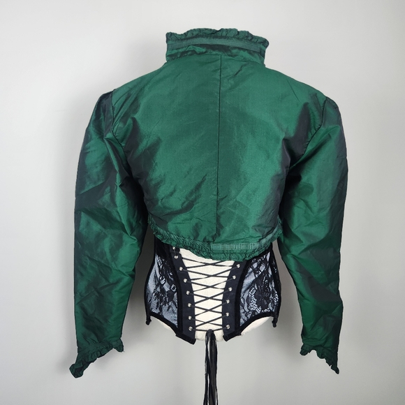 Emerald Green Tafatta Bolero Jacket Size XL Castlecore Renaissance Fairytale - Picture 7 of 14